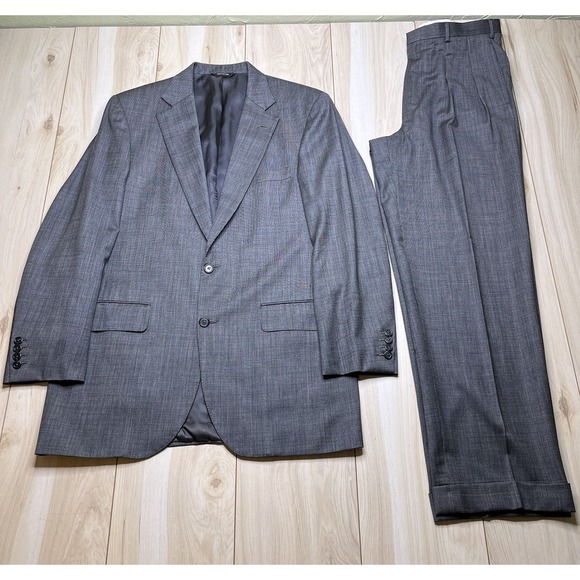 The Andover Shop Wool Birdseye Suit Gray MensSize Blazer 40L Pants 34Wx30L